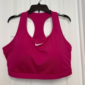 Nike Swoosh Womens Medium Racerback Support Sports Bra Size 4X Magenta Pink